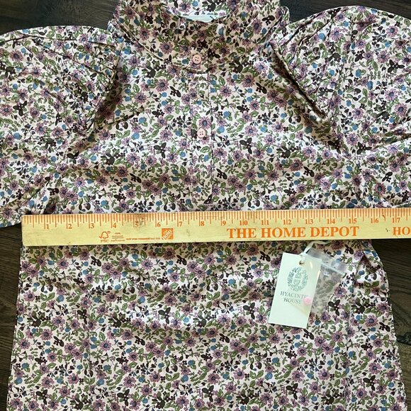 Hyacinth House by Tuckernuck Blush Floral Florence Blouse Shirt XXS Peasant NWT - Picture 8 of 9